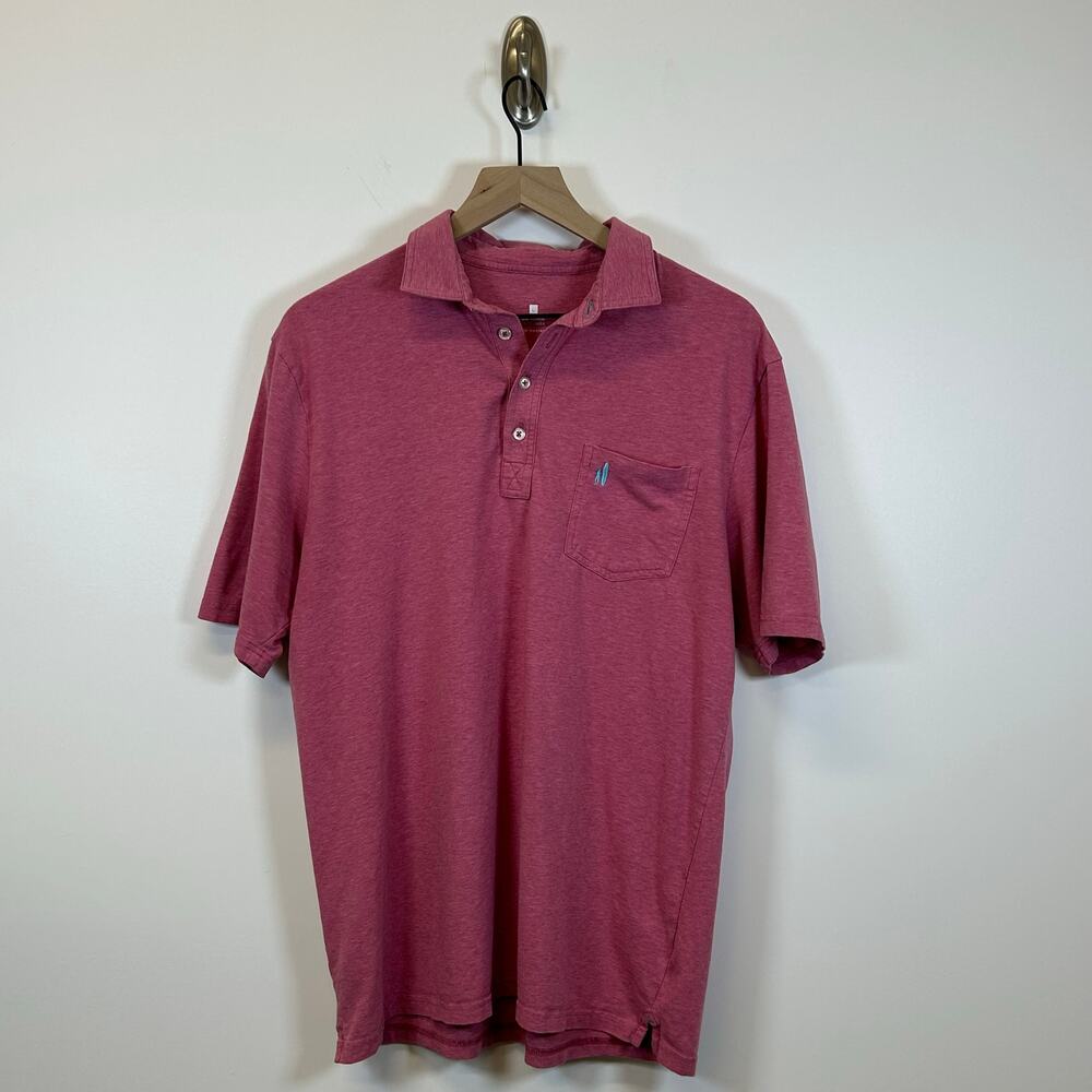 Johnnie O Mens Pink Polo Collared Shirt Short Sleeve Men’s‎ Size Large